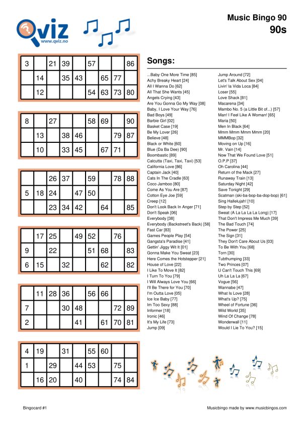 90s - Music Bingo 90 - Image 3