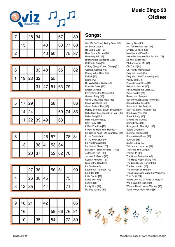 Oldies - Music Bingo 90 - Image 3