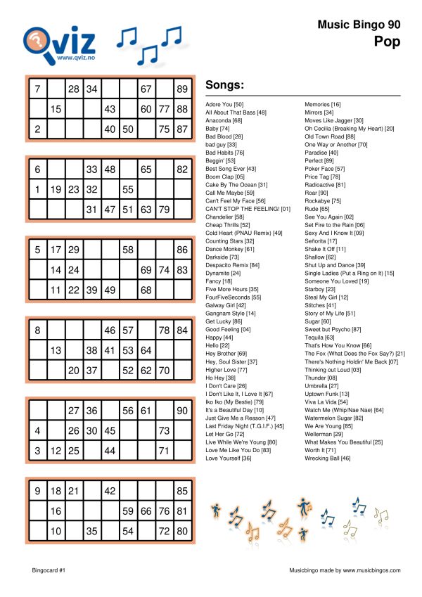 Pop - Music Bingo 90 - Image 3