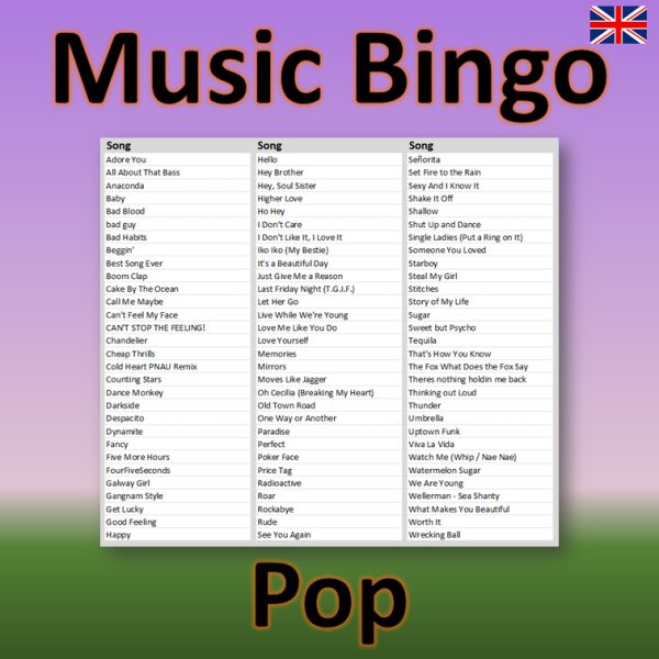 Looking for a fun and engaging way to liven up your next party or get-together? Look no further than Pop Music Bingo! Featuring 90 of the biggest pop hits from the last decade, this bingo game is sure to keep the good times rolling.