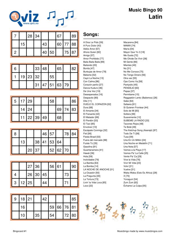 Latín - Music Bingo 90 - Image 3
