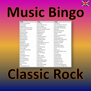 Introducing “Classic Rock Music Bingo” – the perfect way to enjoy your favorite classic rock hits while having fun with friends and family! This unique game features 90 classic rock songs from legendary artists like Led Zeppelin, The Rolling Stones, AC/DC, and many more.