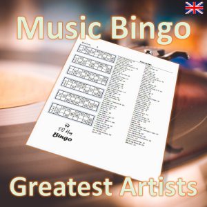 Get ready for a musical challenge with “Greatest Artists Music Bingo”! Featuring 75 of the most iconic artists in music history, this bingo game will put your knowledge to the test. Can you guess the artist performing the song?