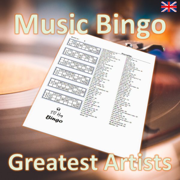 Get ready for a musical challenge with “Greatest Artists Music Bingo”! Featuring 75 of the most iconic artists in music history, this bingo game will put your knowledge to the test. Can you guess the artist performing the song?