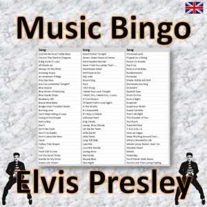 Get all shook up with our “Elvis Presley Music Bingo” game! Featuring 75 classic songs from the King of Rock and Roll himself, this music bingo game is the perfect addition to any party or event.