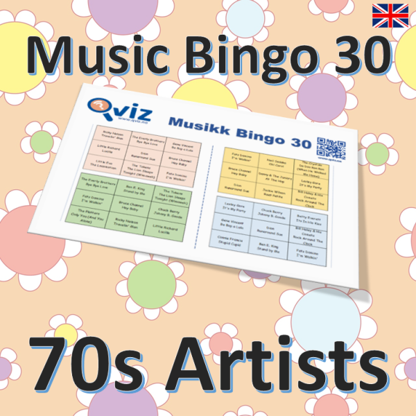 Get ready to boogie down with "70s Artists Music Bingo"! This game is the perfect way to relive the unforgettable songs of the era.
