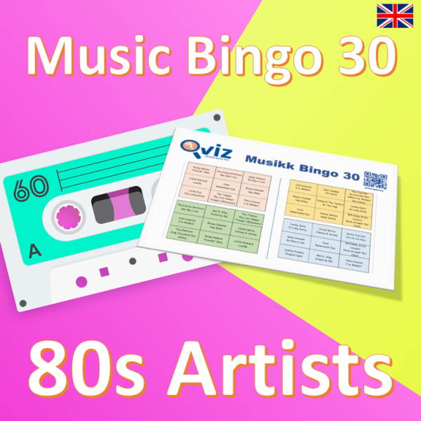 Are you ready to relive the glory days of the 1980s? "80s Artists Music Bingo" is the perfect way to do just that!