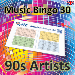 Step back in time to the decade of grunge, pop, and hip-hop with "90s Artists Music Bingo"! Featuring 30 legendary artists and their most memorable hits, this game will take you on a nostalgic journey through the '90s.