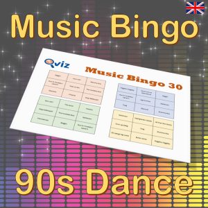 Get ready to dance the night away with our 90s Dance Music Bingo! Featuring 30 of the best dance hits from the 1990s, our game will have you and your friends moving and grooving all night long.