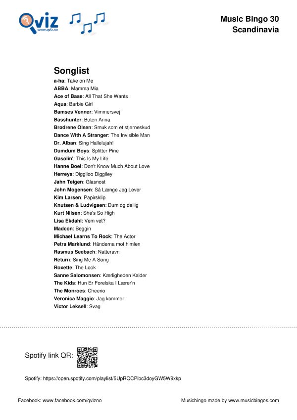 Scandinavia - Music Bingo 30 - Image 4