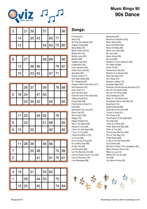 90s Dance - Music Bingo 90 - Image 3