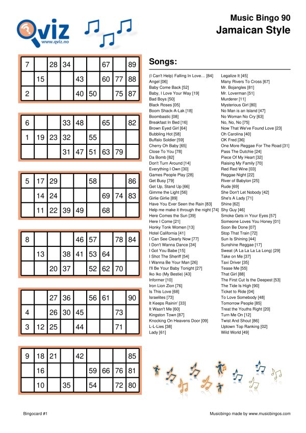 Jamaican Style - Music Bingo 90 - Image 3