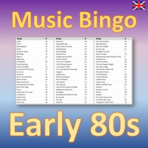 Are you ready to go back in time? Play our Early 80s Music Bingo and relive the golden era of pop, rock, and new wave. With 30 hits from the years 1980 to 1982, including classics from artists like Michael Jackson, David Bowie, and Duran Duran, you’ll have a blast guessing which song is next.