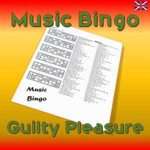 Introducing “Guilty Pleasure Music Bingo” – the ultimate game for music lovers who can’t resist a guilty pleasure song! With 30 tracks spanning multiple genres and decades, you’ll have a blast trying to recognize the songs.