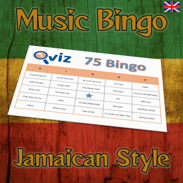 Get ready to move to the rhythm of Jamaica with our “Jamaican Style Music Bingo”! This music bingo includes 30 reggae songs, a mix of classic and new ones that will keep you grooving all night long.