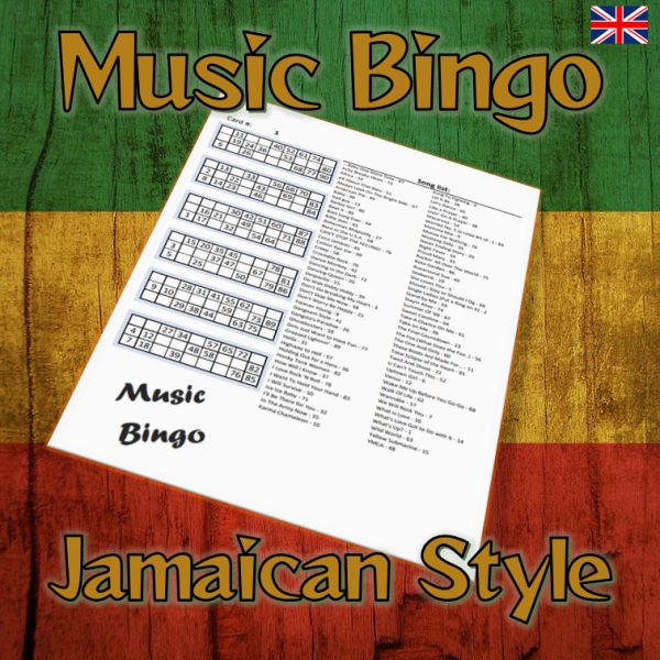 Get ready to move to the rhythm of Jamaica with our “Jamaican Style Music Bingo”! This music bingo includes 30 reggae songs, a mix of classic and new ones that will keep you grooving all night long.