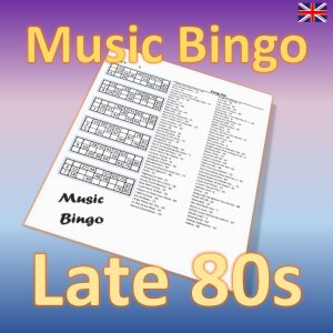 Get ready to go back in time with “Late 80s Music Bingo”! With 30 iconic hits from the years 1987 to 1989, this bingo game is the perfect way to relive the glory days of the late 80s.