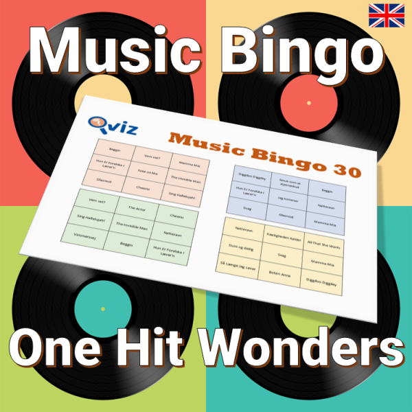 Introducing “One Hit Wonders Music Bingo” – the ultimate music game for those who love to reminisce and discover forgotten gems! This music bingo features 30 one-hit wonders from various genres and decades. From catchy tunes that ruled the airwaves for a brief moment to lesser-known tracks that deserve a second chance, this bingo game has it all.