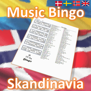 Introduce some Scandinavian flair to your next game night with our “Scandinavia Music Bingo”! With 30 handpicked songs from the best of Scandinavian artists, you’ll experience a unique musical journey through Denmark, Sweden and Norway. Each bingo card features a different combination of these catchy tunes, so no two games will ever be the same!