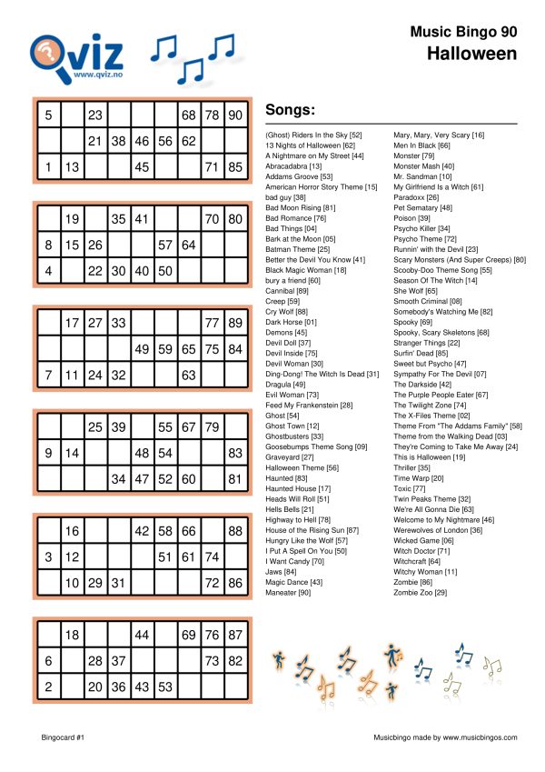 Halloween - Music Bingo 90 - Image 3