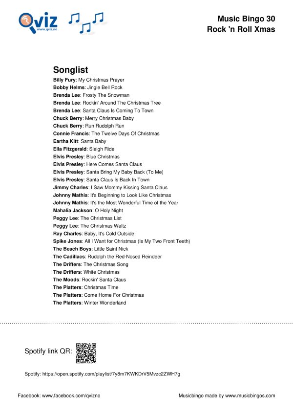 Rock 'n Roll Xmas - Music Bingo 30 - Image 4