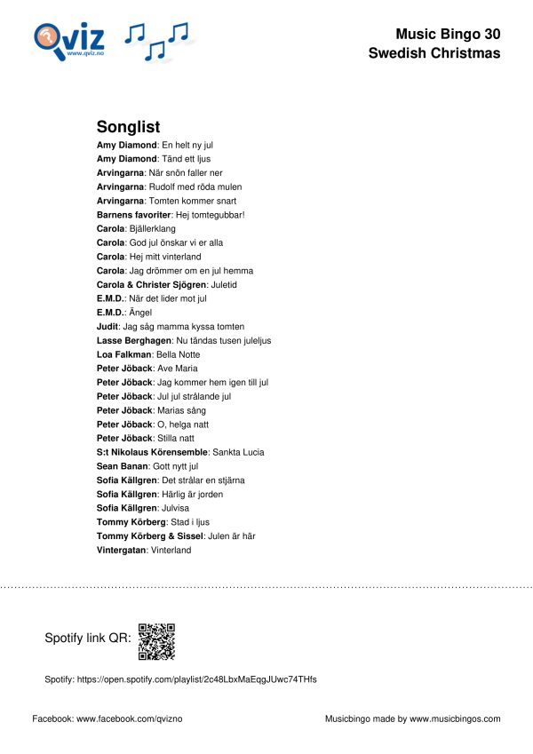 Swedish Christmas - Music Bingo 30 - Image 4