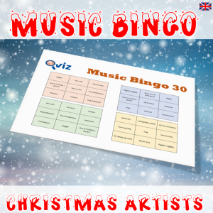 Get into the holiday spirit with our Music Bingo game featuring 30 Christmas songs from 30 different artists! Our product includes a PDF file with 100 unique bingo boards and a songlist, as well as a Spotify playlist featuring all the songs from the game. With our Music Bingo game, you can enjoy the festive tunes while also having a great time with family and friends.