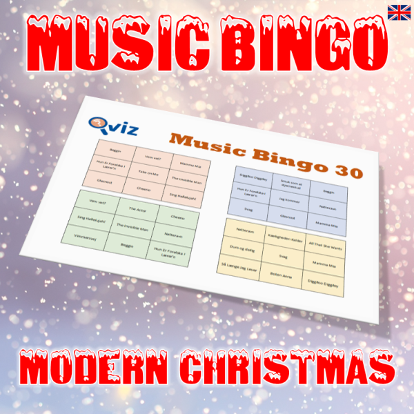 Get into the festive spirit with “Modern Christmas Music Bingo”! This music bingo game features 30 classic Christmas songs that have been reimagined in modern versions.