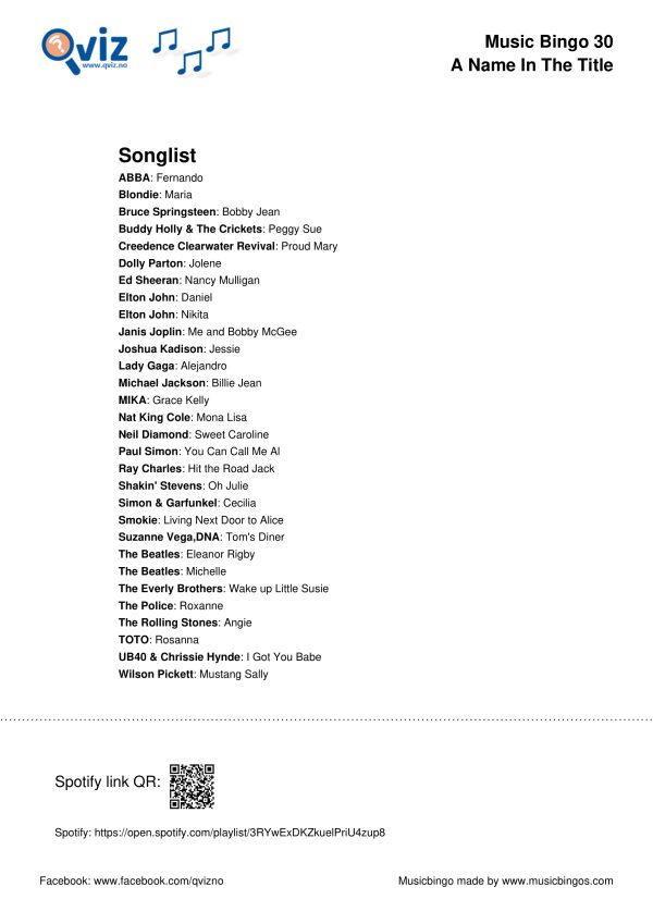 A name in the title - Music Bingo 30 - Image 4