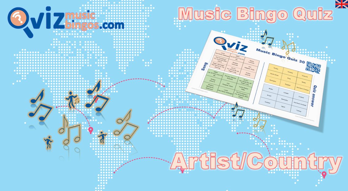 Artist/Country - Music Bingo Quiz 30 - Qviz Musicbingos