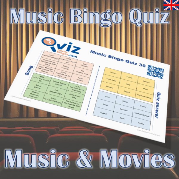 Get ready for a fun and exciting twist on the classic game of bingo with our Music & Movies Music Bingo Quiz! This unique game combines the thrill of bingo with a movie-themed quiz that will test your knowledge of some of the greatest movie soundtracks of all time.