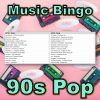 Bring the nostalgia of the 90s into your game night with our 90s Pop Music Bingo! Featuring 30 of the catchiest pop hits from the decade, our game will have you and your friends singing and dancing along all night long.