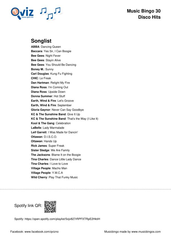 Disco Hits - Music Bingo 30 - Image 4