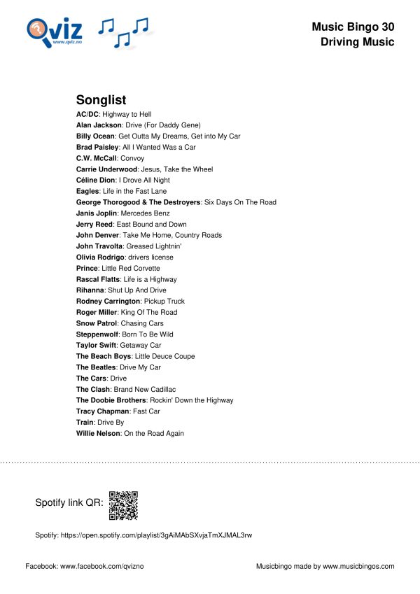 Driving Music - Music Bingo 30 - Image 4
