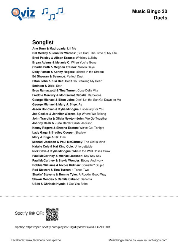 Duets - Music Bingo 30 - Image 4