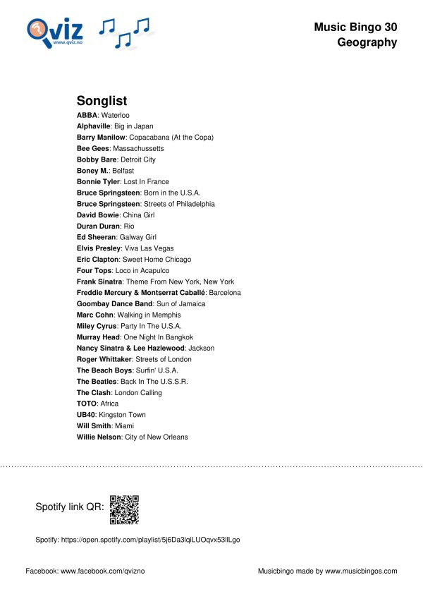 Geography - Music Bingo 30 - Image 4