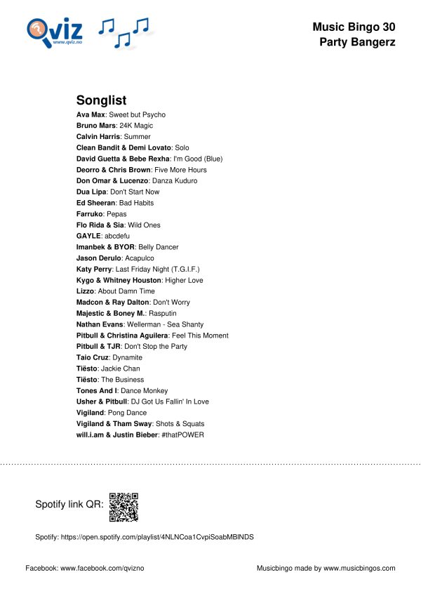 Party Bangerz - Music Bingo 30 - Image 4