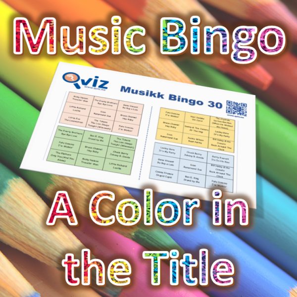 Get ready for a colorful musical adventure with “A Color in the Title Music Bingo” – the ultimate game for music lovers who want to explore the world of music through color.