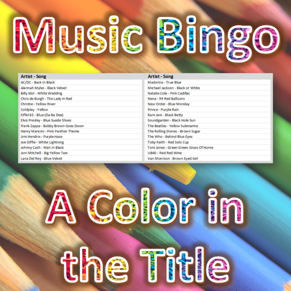 Get ready for a colorful musical adventure with “A Color in the Title Music Bingo” – the ultimate game for music lovers who want to explore the world of music through color.