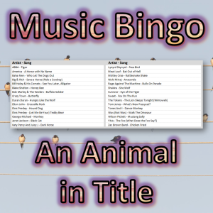 Get ready for a wild ride with “An Animal in Title Music Bingo” – the ultimate game for music lovers who want to explore the animal kingdom through music.