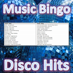 Get ready to hit the dance floor with “Disco Hits Music Bingo” – the ultimate game for music lovers who want to get groovy to some classic disco tunes.