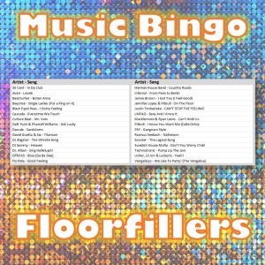 Get the party started with our "Floorfillers Music Bingo" game! With 30 absolute floorfiller songs, this game is perfect for any gathering or celebration.