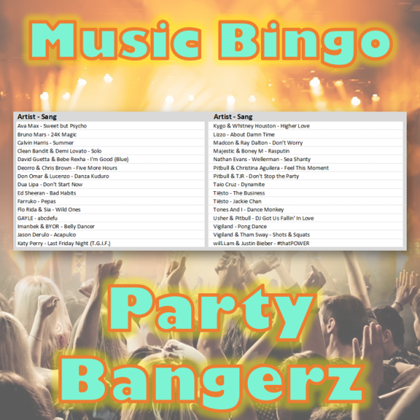 Get ready to turn up the volume and dance the night away with our Party Bangerz Music Bingo! With 30 tracks of the hottest party bangers, this bingo game is the perfect addition to any celebration. From classic hits to current chart-toppers, you'll be singing and dancing along all night long.