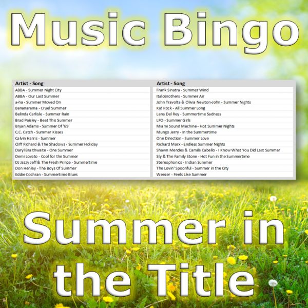 Introducing “Songs with Summer in the title Music Bingo” – the ultimate game for music lovers who want to get into the summer vibe with some sunny tunes.