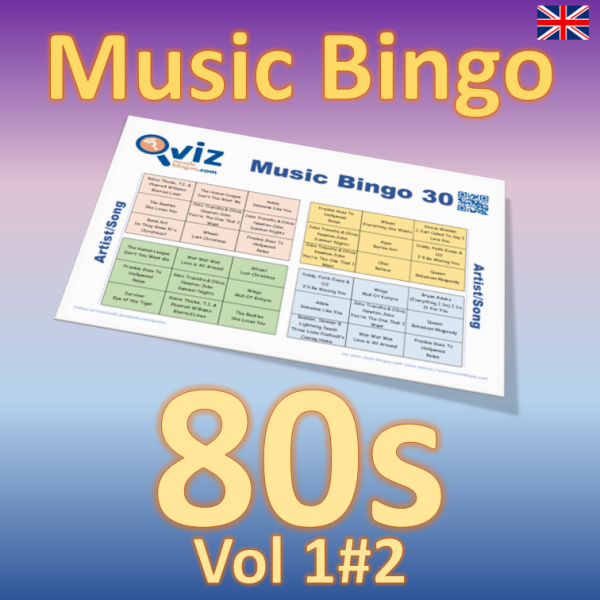 Introducing our 80s Vol 1#2 Music Bingo - the ultimate game night activity for all music lovers! With 30 iconic songs from the 1980s.