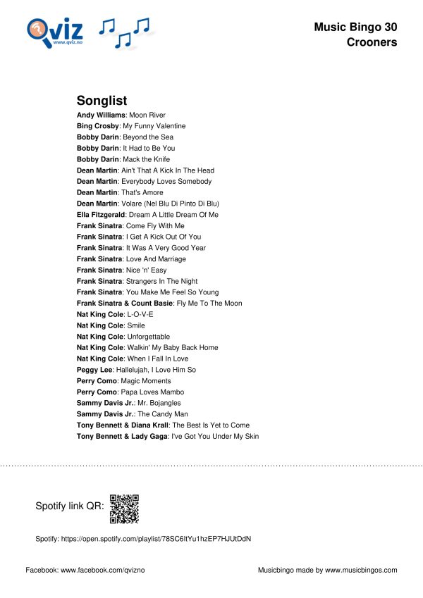 Crooners - Music Bingo 30 - Image 3