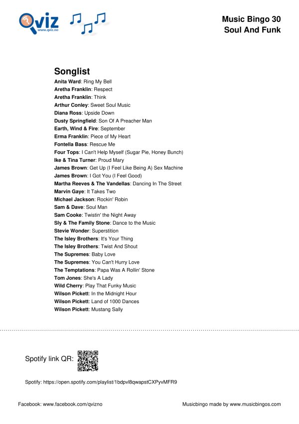 Soul and Funk - Music Bingo 30 - Image 3