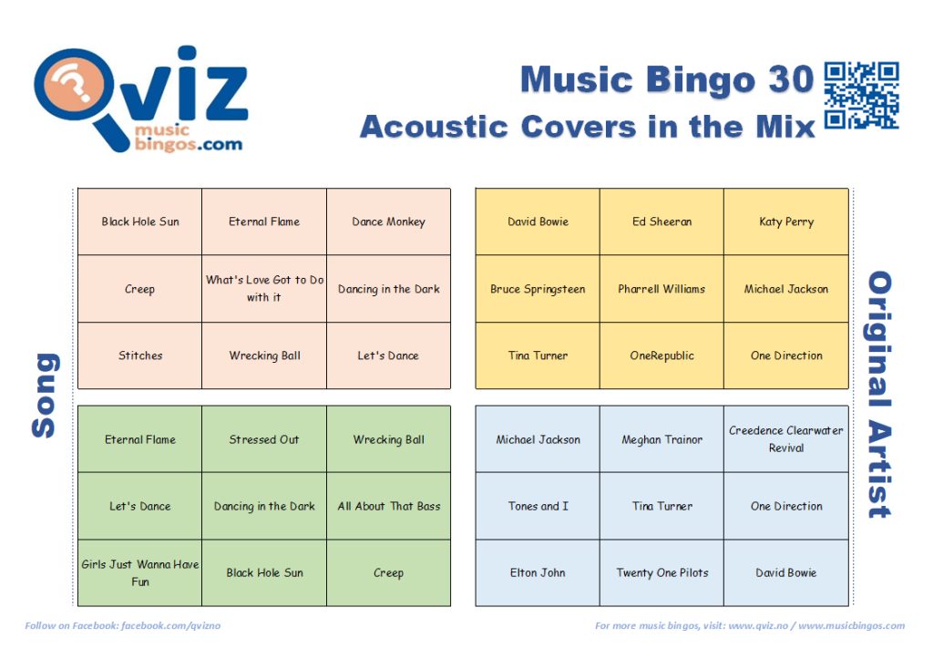 Free Music Bingo - Acoustic Covers in the Mix
