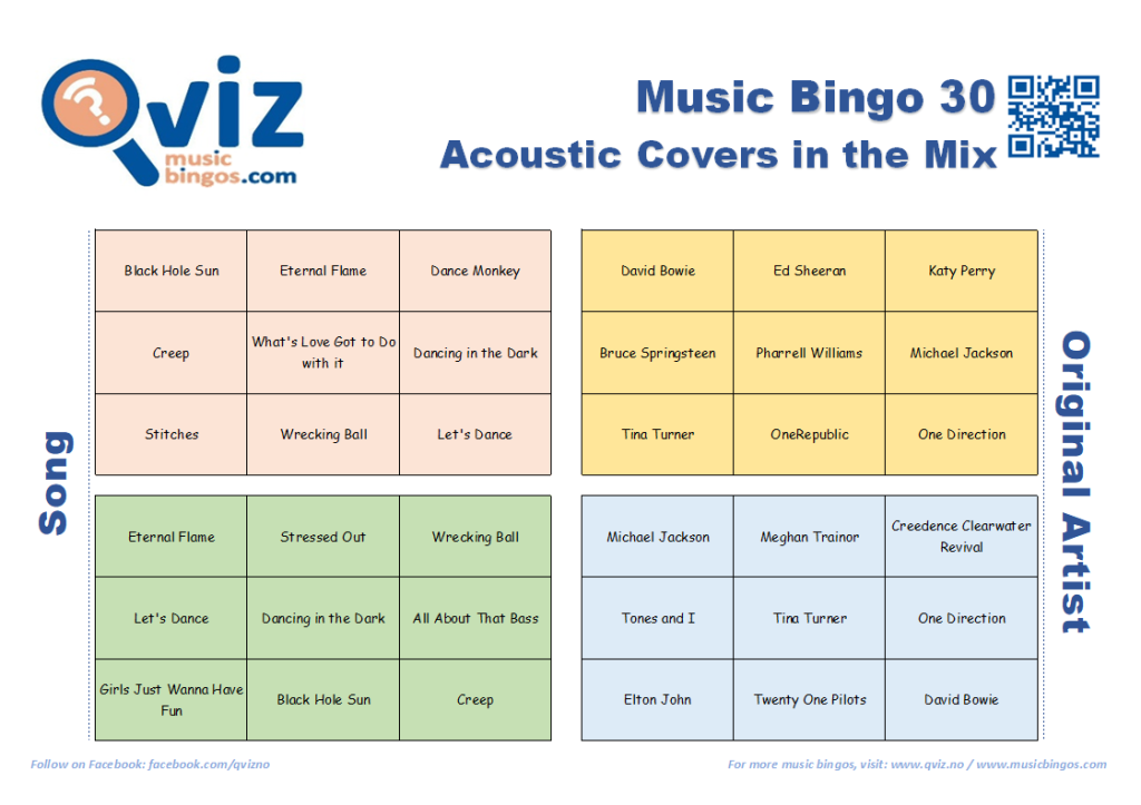 Free Music Bingo - Acoustic Covers in the Mix