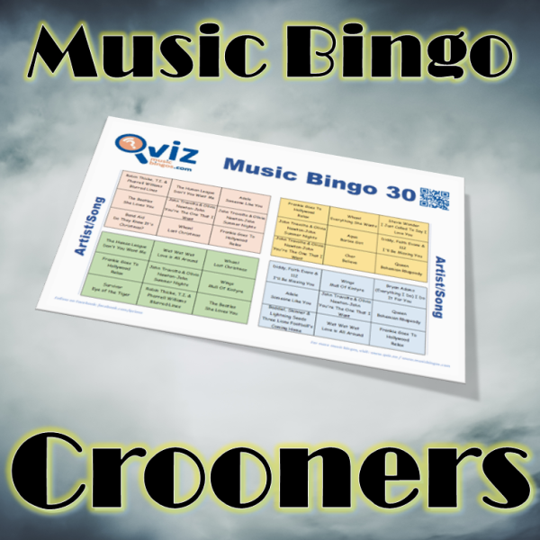 Step back in time and enjoy the smooth sounds of our music bingo game - "Crooners"! Features a playlist of classic crooner hits from the past.